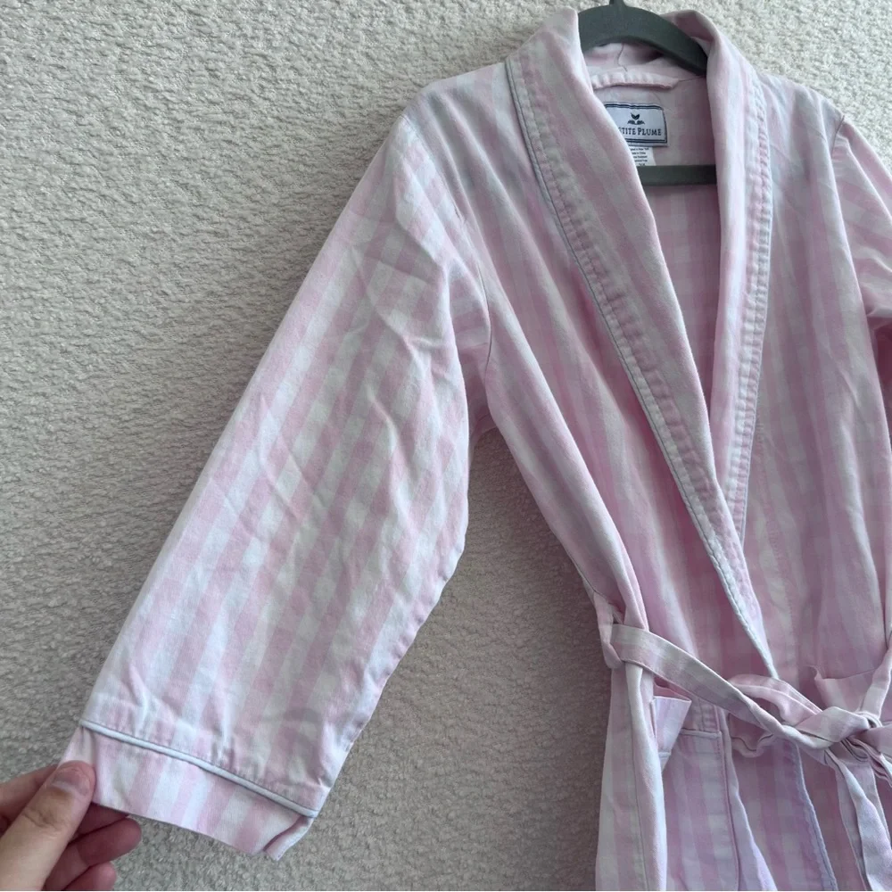 Petite Plume Kids Toddler Gingham Pink‎ Cotton Robe With Belt Size 3/4